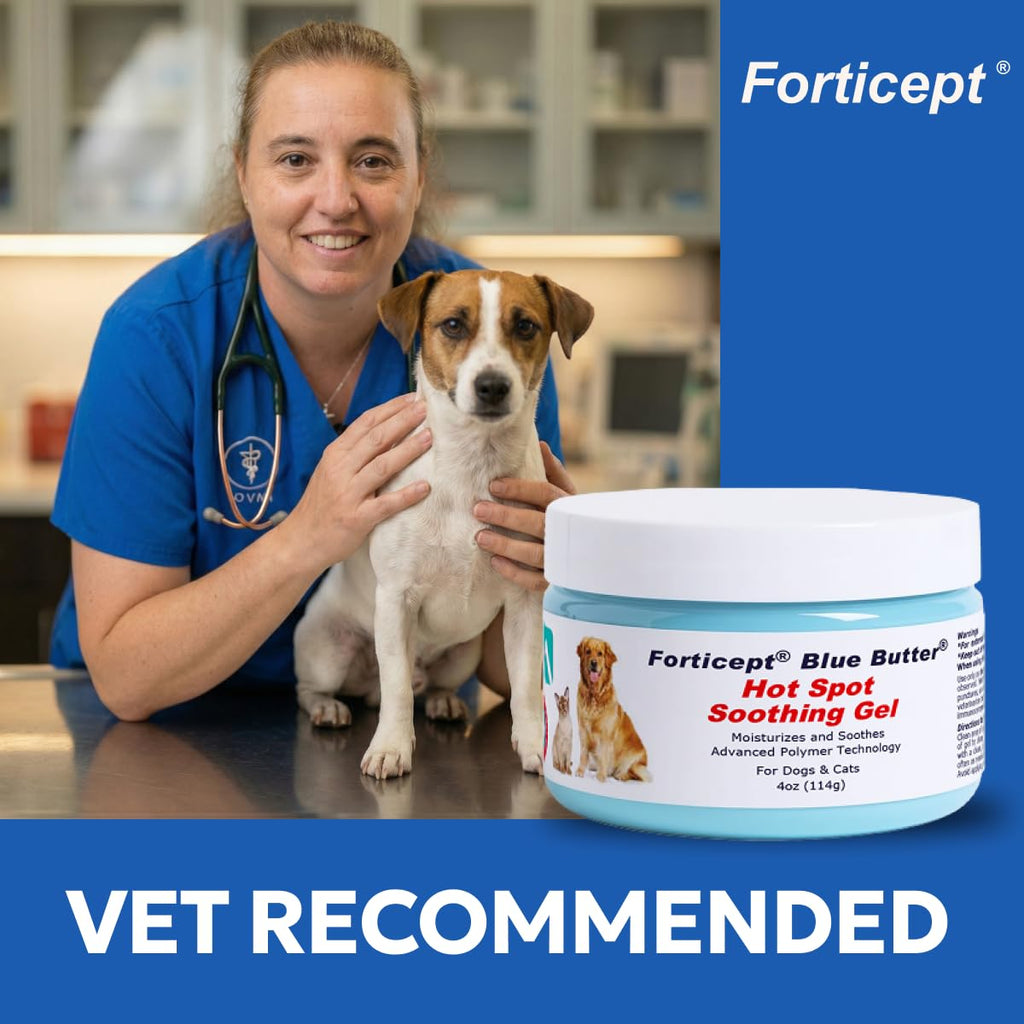 Forticept Blue Butter – Hot Spot Treatment for Dogs Cats | Dog Cat Wound Care | Skin Yeast Infections, Ringworm, Cuts, Rashes, First Aid Veterinary Strength Anti Itch Cream 4oz
