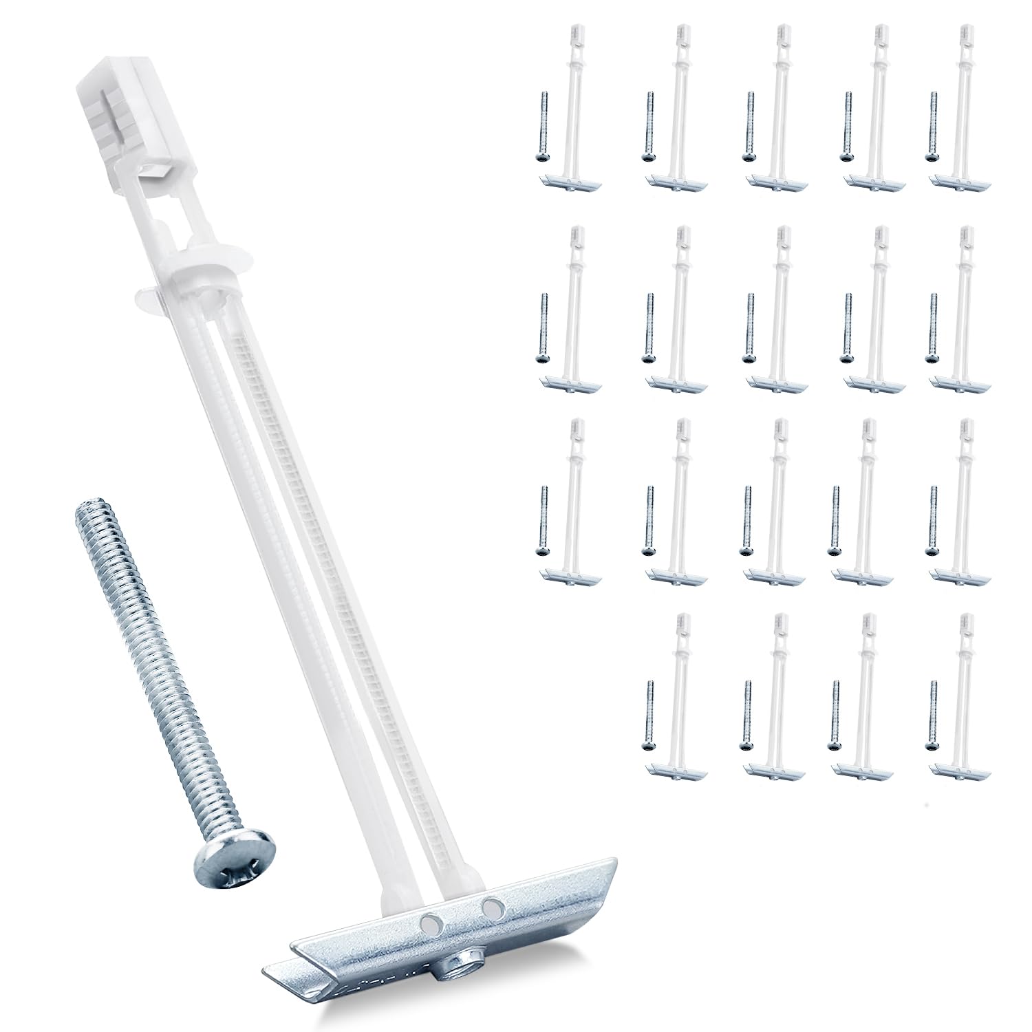 Heavy Duty Drywall Anchor Bolts with 1/4"-20 Fastener Suitable for TV Mounting Hollow Wall Anchor Bolt Screw Kit Supports Up to 270 lbs Each on 1/2 Inch Drywall Pack of 20