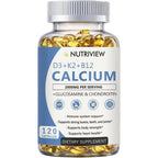 NutriView Calcium 2000mg with D3 & K2, High Absorption, Non-GMO, 120 Softgels