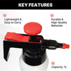 KOTA 1 L Adjustable Hand Pump Pressure Sprayer, Heavy-Duty Multipurpose Bottle for Automotive Solvents, Surface Prep & Car Detailing, Chemical-Resistant PE Construction, Adjustable Spray Pattern 6990