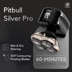 Skull Shaver Pitbull Silver PRO Head & Face Shaver - Premium Cordless Electric Shaver for Wet & Dry Shaving - Ergonomic & Easy-to-Clean Design - Includes Travel Pouch