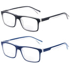 Missfive 2-Pack Light Bifocal Reading Glasses for Men, Blue Light Blocking For Near/Far Range Dual-use Spring Hinge, Anti UV/Eye Strain Comfort Quality Computer Readers, 1.5x