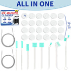 STREALE Ice Machine Cleaner Kit - 30Pack Ice Maker Cleaner Tablets - 10Pcs Pipe & Crevice Brush Set - Commercial & Portable Countertop Icemaker Cleaning Solution