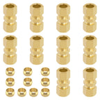 Taiidaues Brass Compression Tube Fitting, 10 PCS 3/8" OD Compression Union Connectors & 10 PCS Compression Sleeves Ferrules