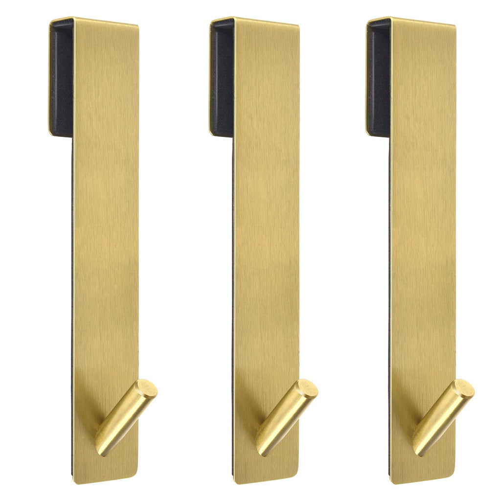 Kontoyo Shower Door Hooks(7.5 Inch),Extended Over Door Hooks for Bathroom Frameless Glass Shower Door,Stainless Steel Towel Hooks,Heavy Duty Rack Hooks for Robe,Towel-3 Pack-Gold