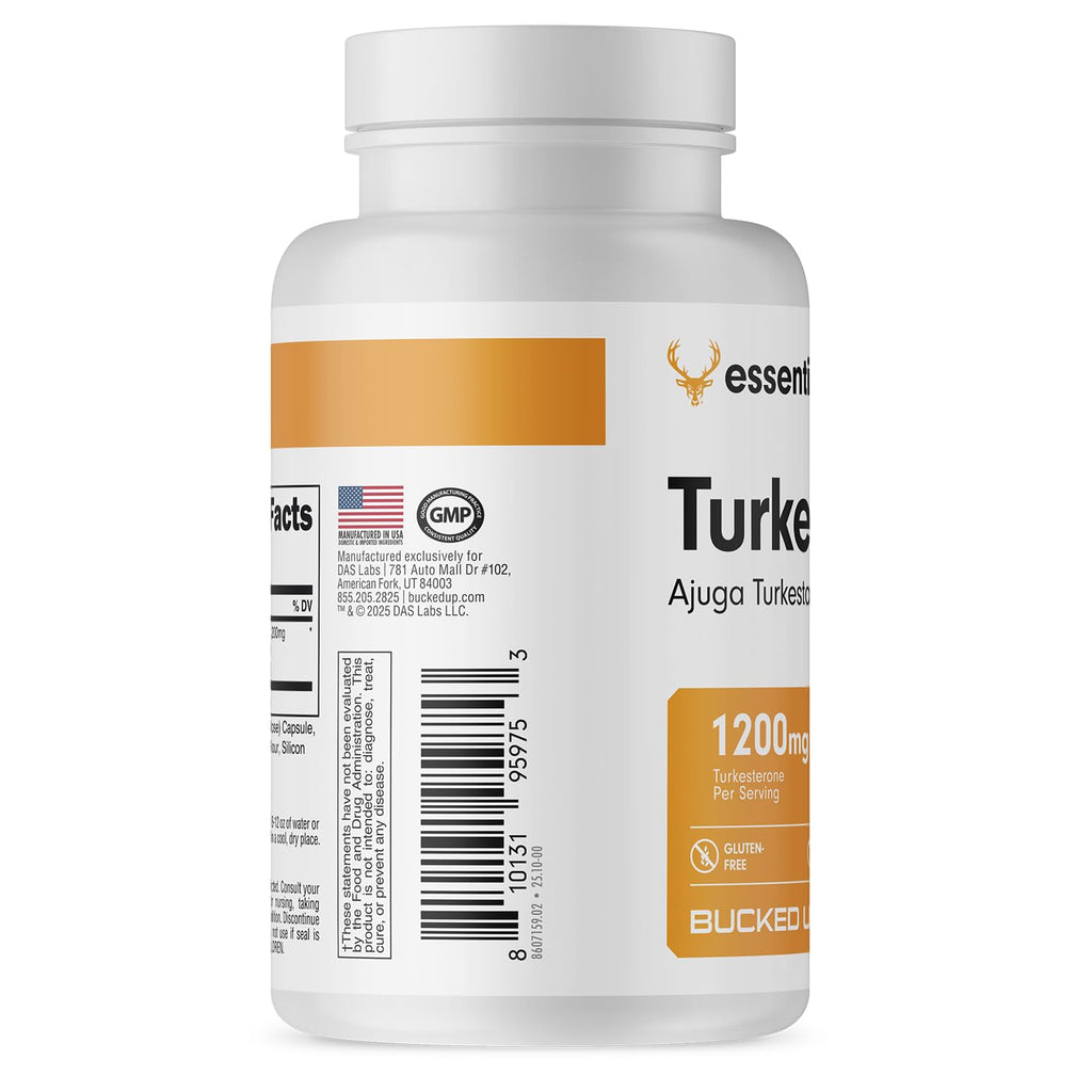 Bucked Up Turkesterone 1200mg | Ajuga Turkestanica Extract Standardized 10% | Non GMO Gluten Free Third Party Tested | Plant Based Supplement Capsules (100 Capsules, 50 Servings)