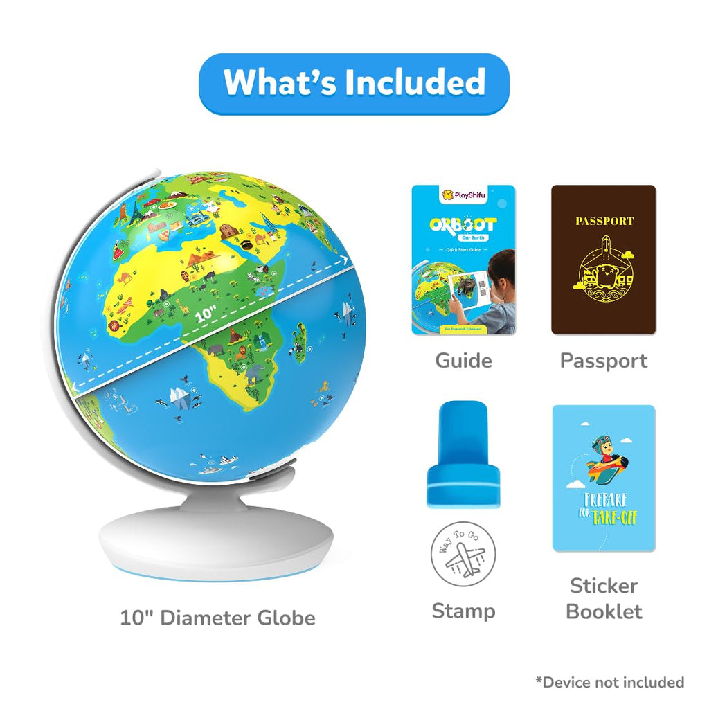 PlayShifu Globe for Children – Orboot Earth: Interactive Kids Globe with 1000+ Facts on Animals, Places & Monuments | Tech-Powered Learning Toy & STEM Gift for Kids Ages 4–10