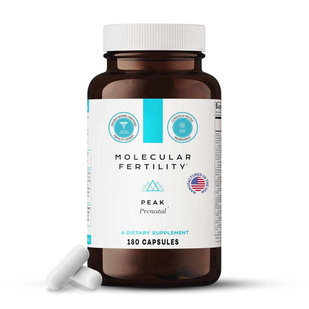 Molecular Fertility Peak Prenatal - Doctor Formulated Prenatal Vitamins for Women - Third Party Tested Fertility Supplement - Choline, Methylated Folate, Vitamin D, Iron, Probiotics - 30 Day Supply