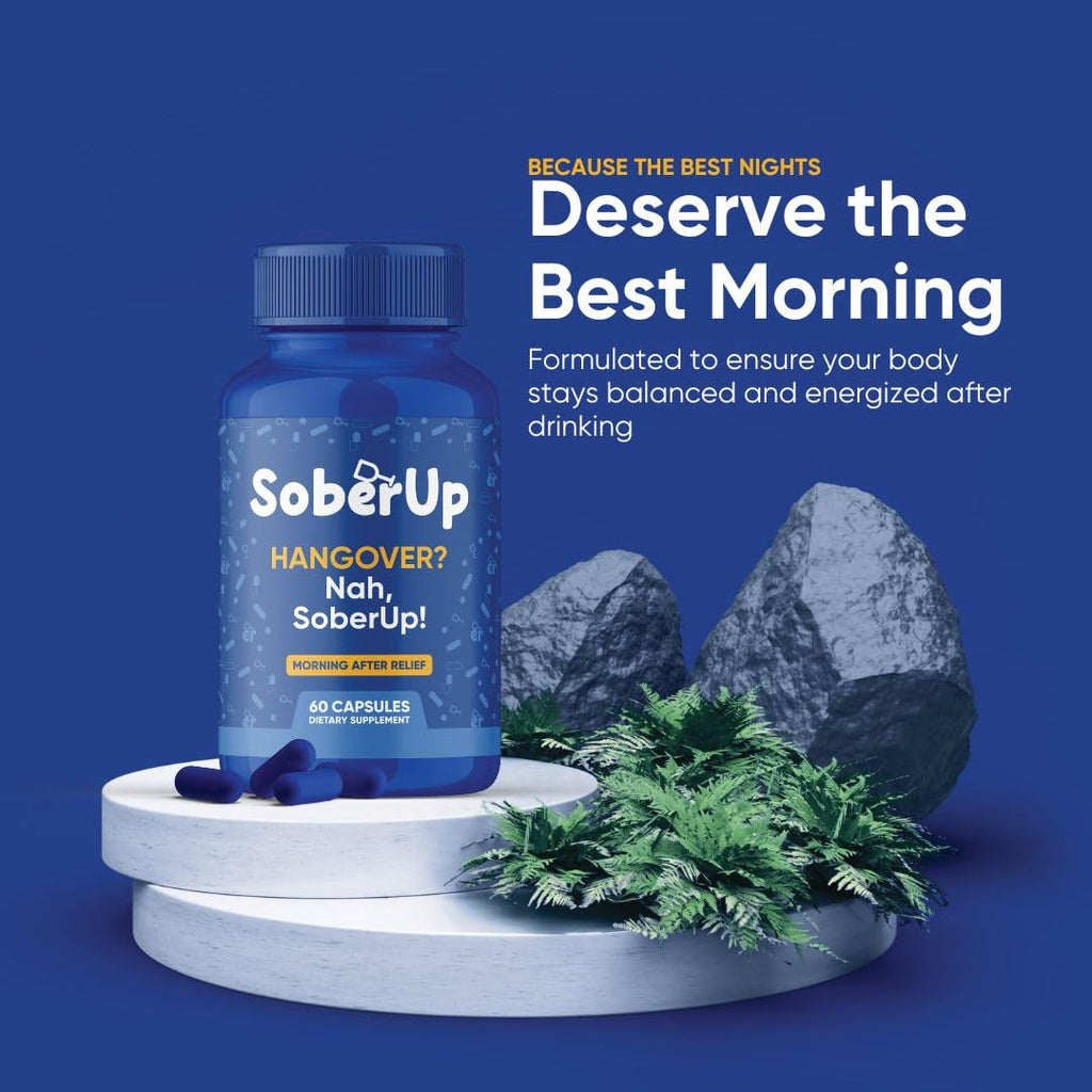 SoberUp Recovery Boost – Hydration, Electrolytes, Antioxidants, Herbal Wellness Blend – DHM, Milk Thistle, Vitamin B Complex - Supports Morning After Clarity, Energy, Rejuvenation – Vegan – 60 Count