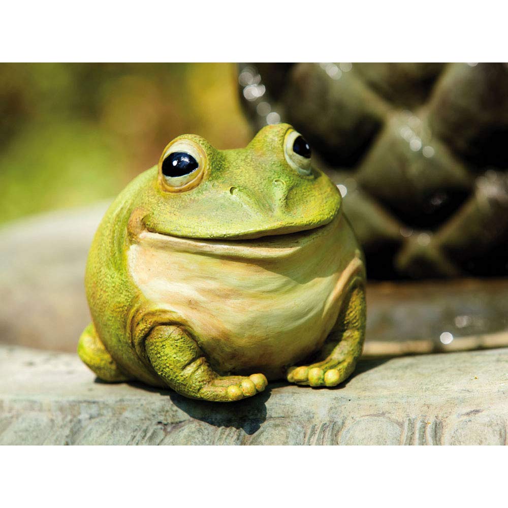 Evergreen Garden Cute Portly Frog 6" Tall Outdoor Statue and Secret Key Holder | Weatherproof and Outdoor Safe | Garden Sculpture | Porch Garage or Patio Home Decor
