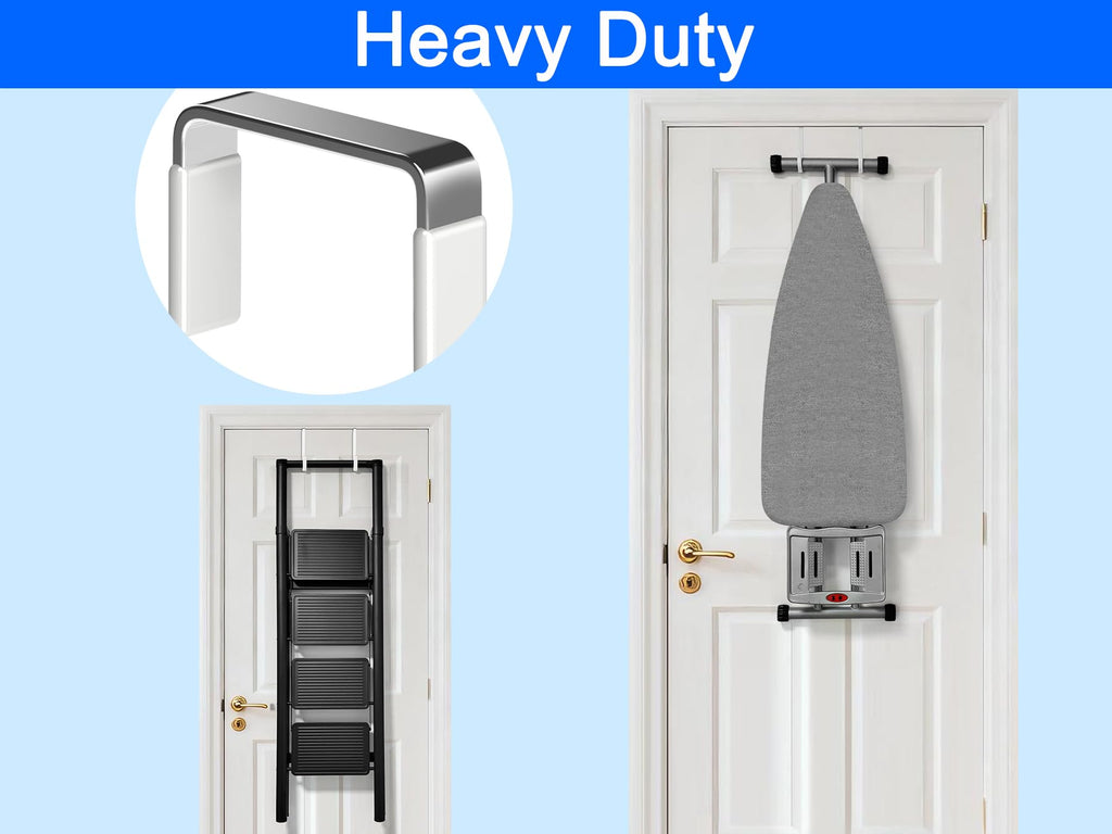 Mars-Rock Single Over Door Steel Hooks 4 Pack Fit 1-3/8" Door 5.5" White