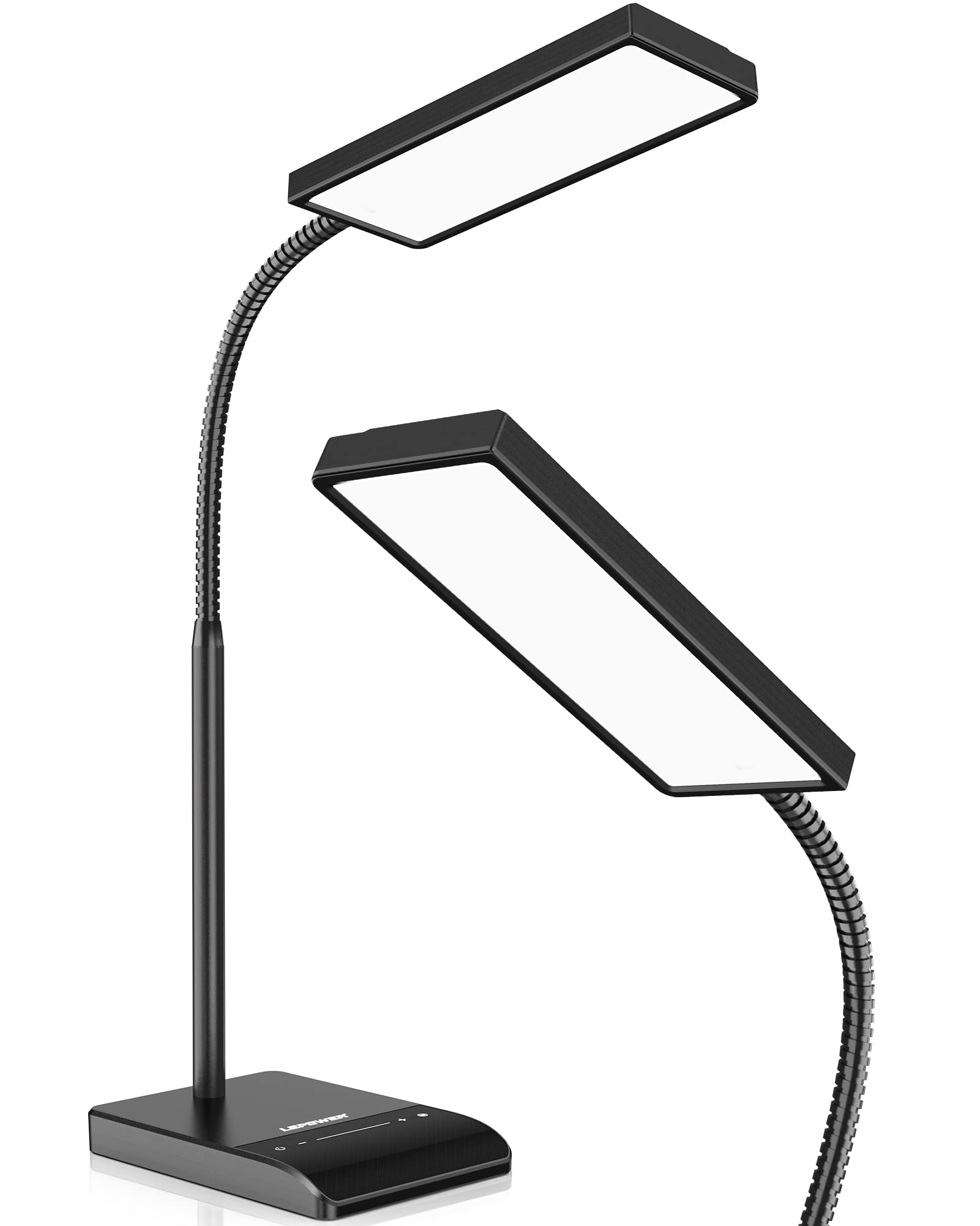 LEPOWER Desk Lamp, 800LM LED for Home Office, 12W Reading for Desk, Eye-Caring Light, Touch Table Gooseneck Lamp, 50 Lighting Modes, Bright for Bedroom, Study (Black)