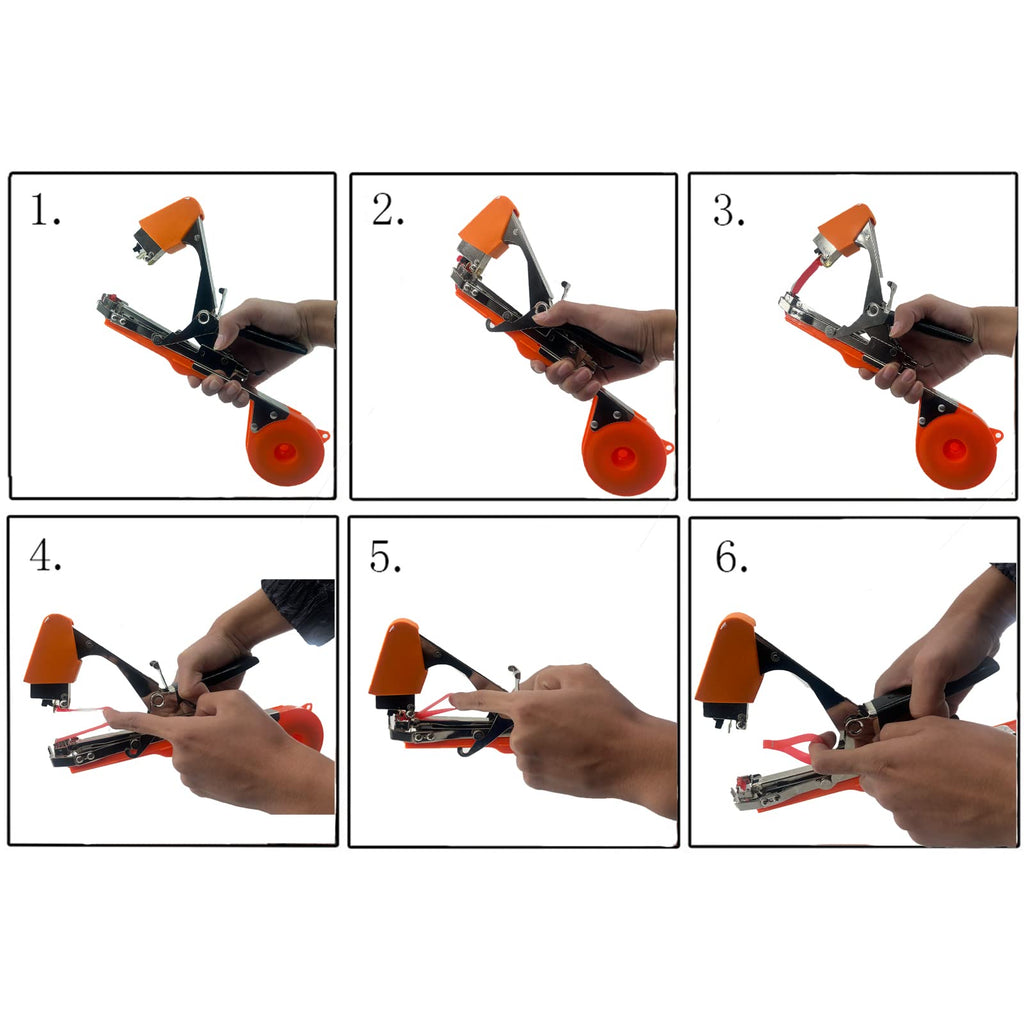 Plant Tying Machine Tool,Vegetable Gardening Tools with 10000pcs Staples 20 Rolls Tape and Replacement Blade for Grapes,Raspberries,Tomatoes,and Vining Gardening Tying Tool(Orange)