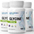 Puregen Labs Glycine 1000mg [High Potency] Total 300 Vegetarian Capsules, Promotes Healthy Rest | No Harmful Additives | Non-GMO, NO Gluten and Dairy