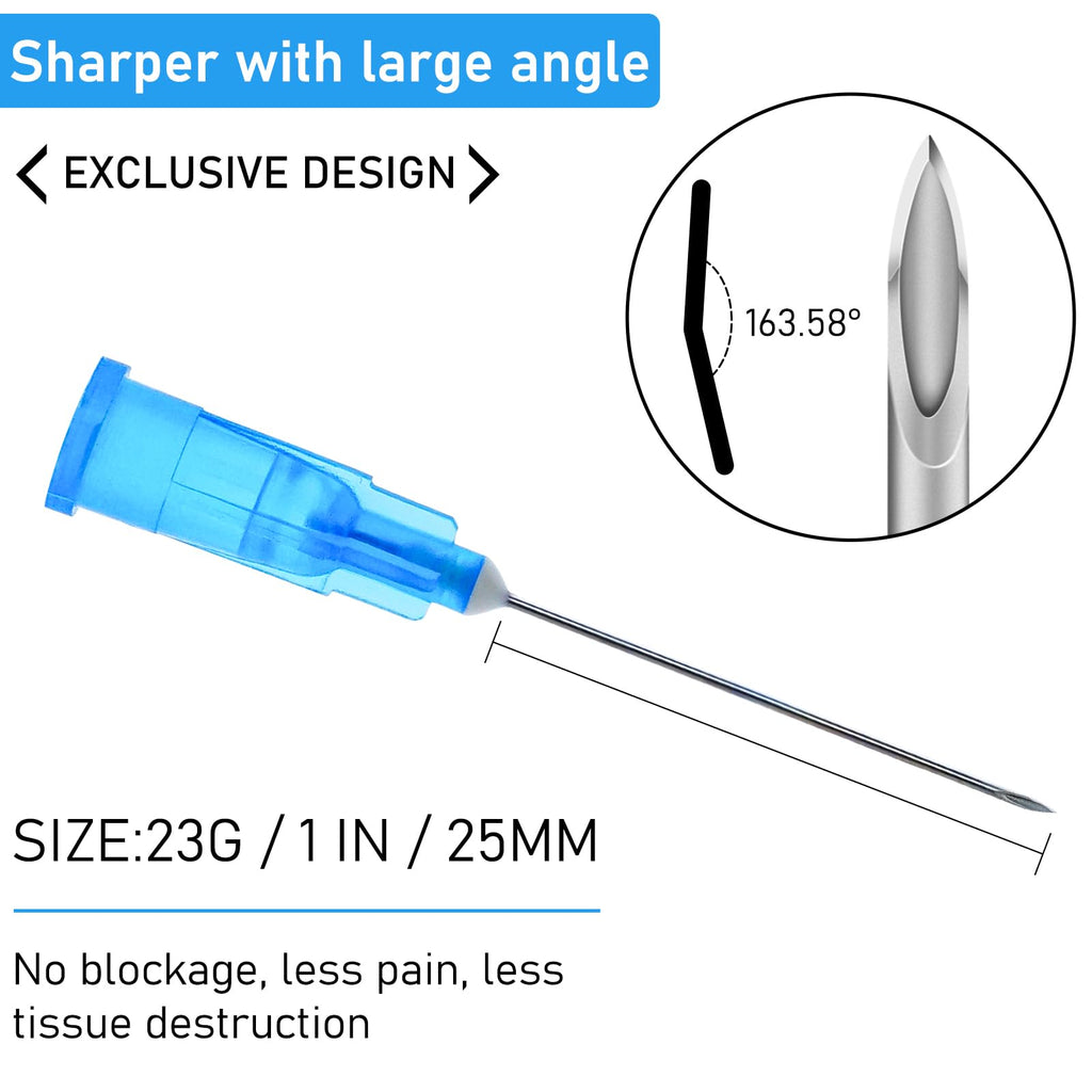 100 Pack 23G 1 Inch Lab Needls, Disposable Luer Lock Sterile Supplies