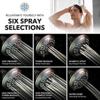 Luxury Spa Series 6 Spray Setting 4.5 Inch Adjustable High Pressure Fixed Shower Head Fixture for Hard Water, 360-Degree Tilt Massage Shower System - Oil Rubbed Bronze