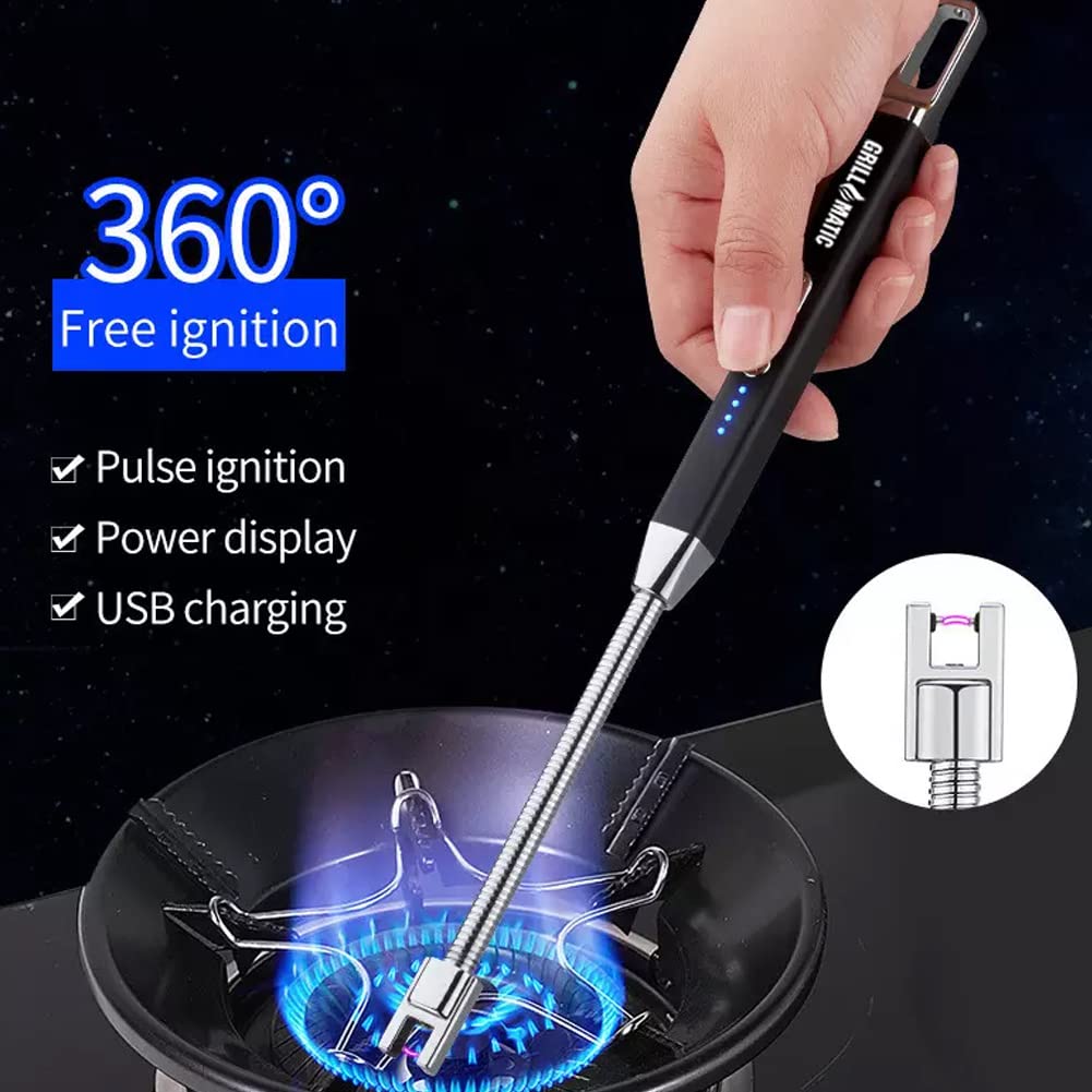 GRILLMATIC Windproof, Rechargeable, Flexible Neck, Lithium Ion, Electronic, Butane Free, Flameless, USB Grill Lighter