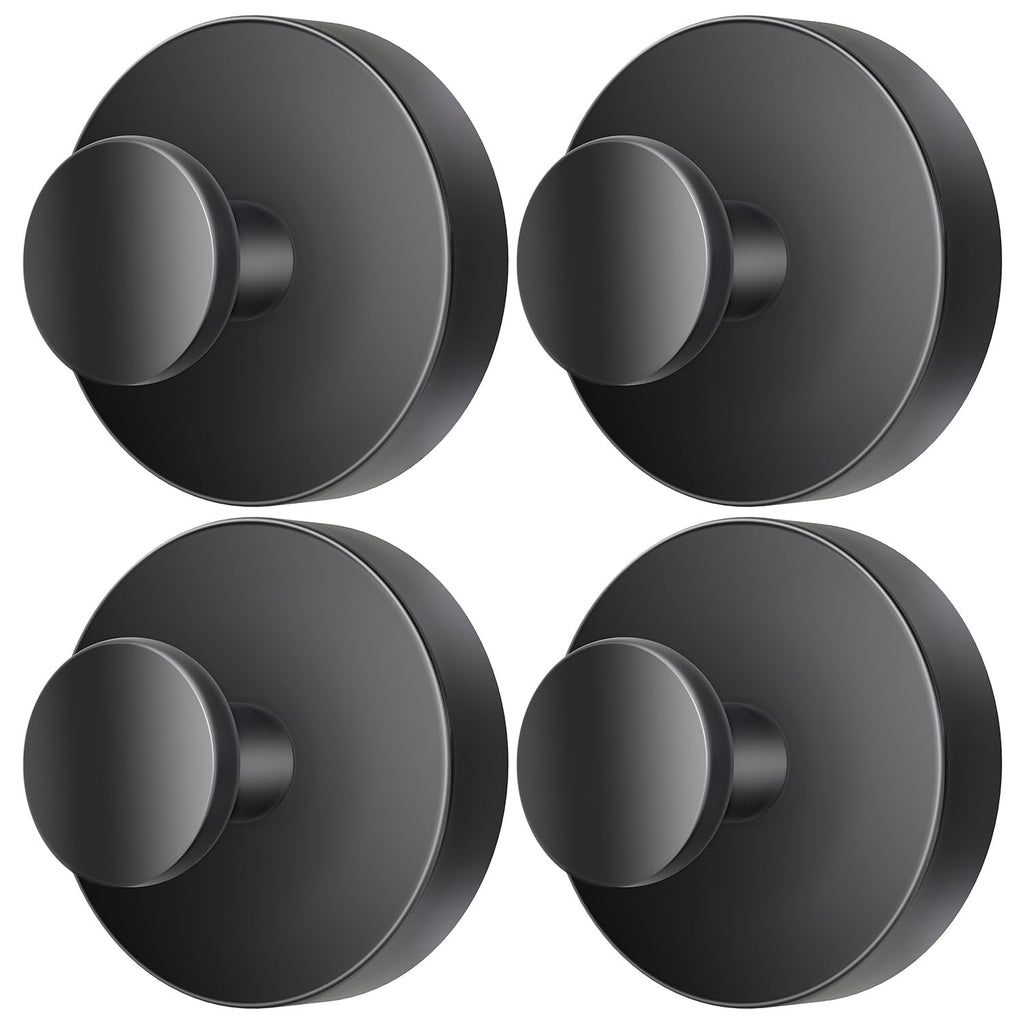 SOCORIA 2026 Upgraded Drill-Free Suction Cup Hooks, Stainless Steel Suction Cup Hooks for Shower, Mirror, Wall, Bathroom, Glass, Hanging Towels - 4 Pack, Black