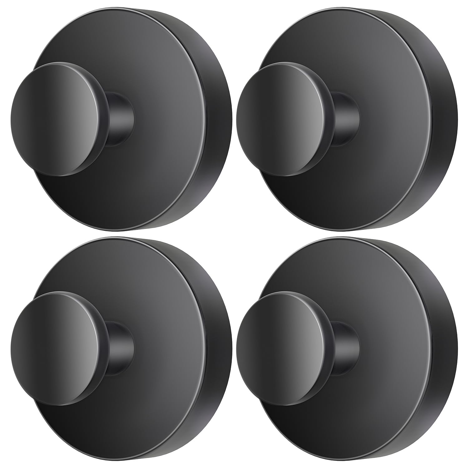 SOCORIA 2026 Upgraded Drill-Free Suction Cup Hooks, Stainless Steel Suction Cup Hooks for Shower, Mirror, Wall, Bathroom, Glass, Hanging Towels - 4 Pack, Black