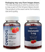 Amazon Basics Melatonin 5mg, Strawberry (Previously Solimo) 120 Gummies (2 per Serving) (Pack of 2)