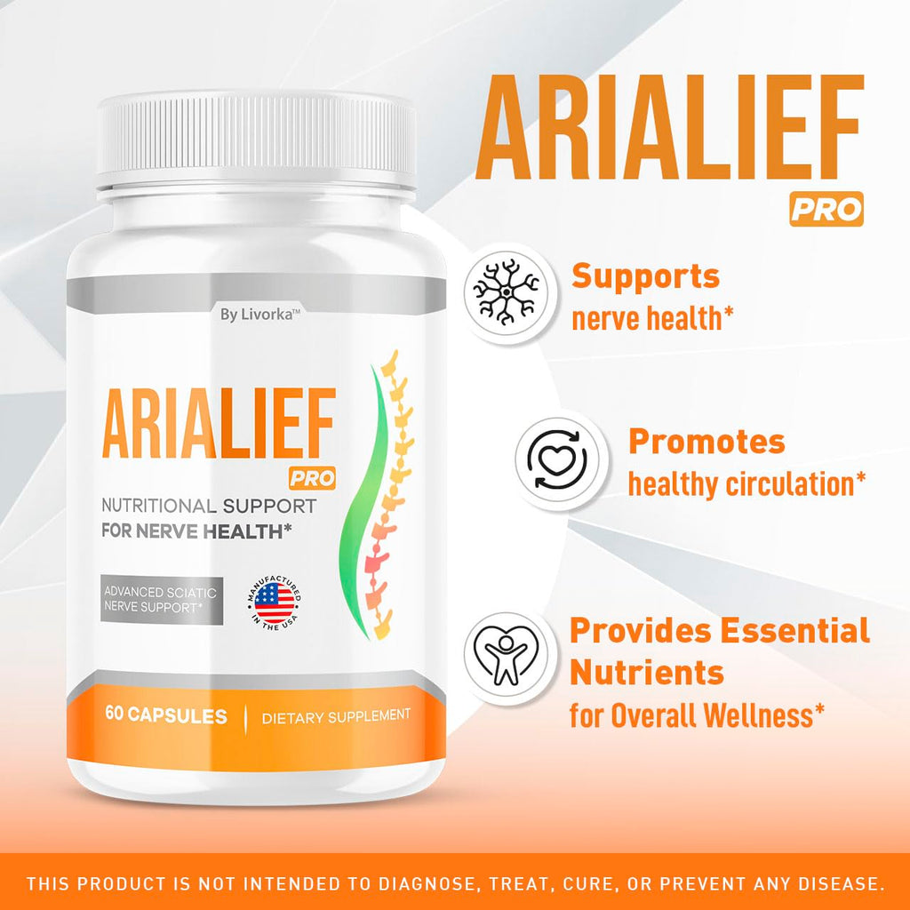 (5 Pack) Arialief Pro Capsules for Sciatica, Arialeaf Nutritional Support for Nerve Health, Arialeaf Prime Palm Sciatica, Aria Leaf Primepalm Aria LIEF Vitamin, 5 Months