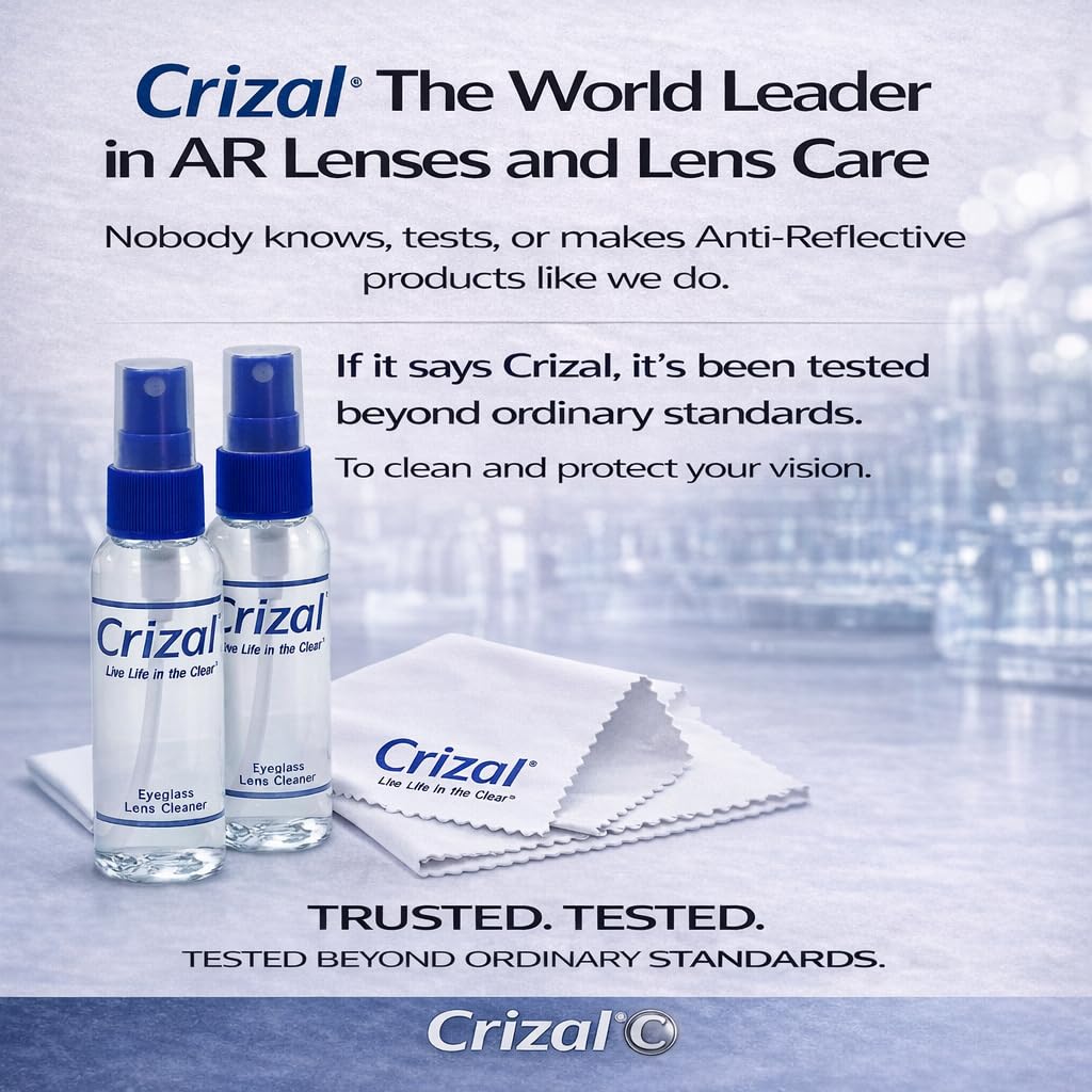 Crizal Eyeglass Cleaning Cloths – 6 Pack Premium Microfiber – Designed & Tested for AR-Coated Lenses – Trusted by Optical Professionals