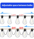 luckystyle 30FT LED Outdoor String Lights with 10+1 Edison Shatterproof Waterproof Bulbs, 2700K Commercial Grade Patio Lights, Heavy Duty Outside Hanging Outdoor Lights for Garden Porch Deck Decor