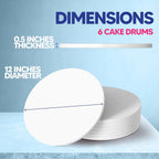 RICCLE Cake Boards - 12 Inch Cake Drum - Smooth-Edged Pack of 6 Cake Drums - Sturdy Cake Boards Round - Bend Resistant Multi-Layered Cake Base for Minimalist Displays