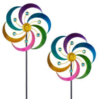 DREAMYSOUL 2 Packs Metal Wind Spinners Outdoor, Colorful Pinwheels for Yard and Garden, Kinetic Wind Spinner & Sculpture