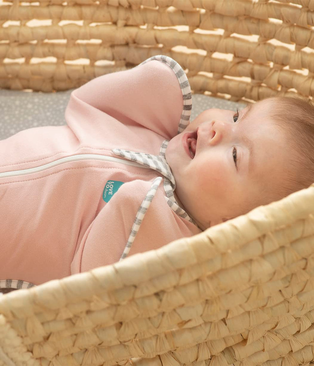 Love To Dream Swaddle UP Self-Soothing Sleep Sack 8-13 lbs., Dramatically Better Sleep, Snug Fit Calms Startle Reflex, 1.0 TOG, Dusty Pink, Small