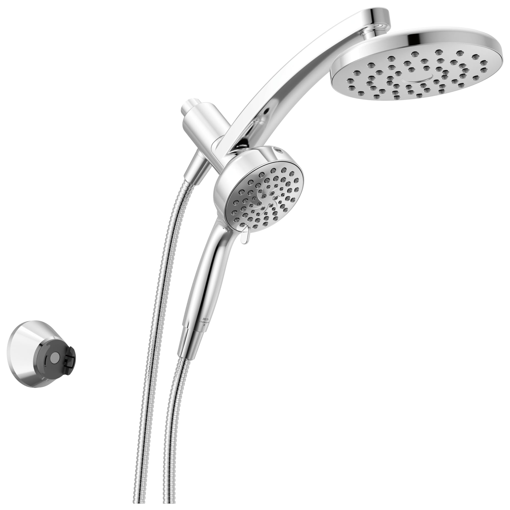 Delta 6-Setting PivotPro 3-in-1 Combination Shower Head with ProClean Spray, Chrome Round Shower Head Rainfall with Handheld Spray, 1.75 GPM, Chrome 75649