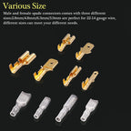 Twidec/360Pcs 2.8/4.8/6.3mm Quick Splice Male and Female Wire Spade Connector Crimp Terminal Block Assortment Kit Golden with Insulating Sleeve for Electrical Wiring Car with Wire Crimper Tool