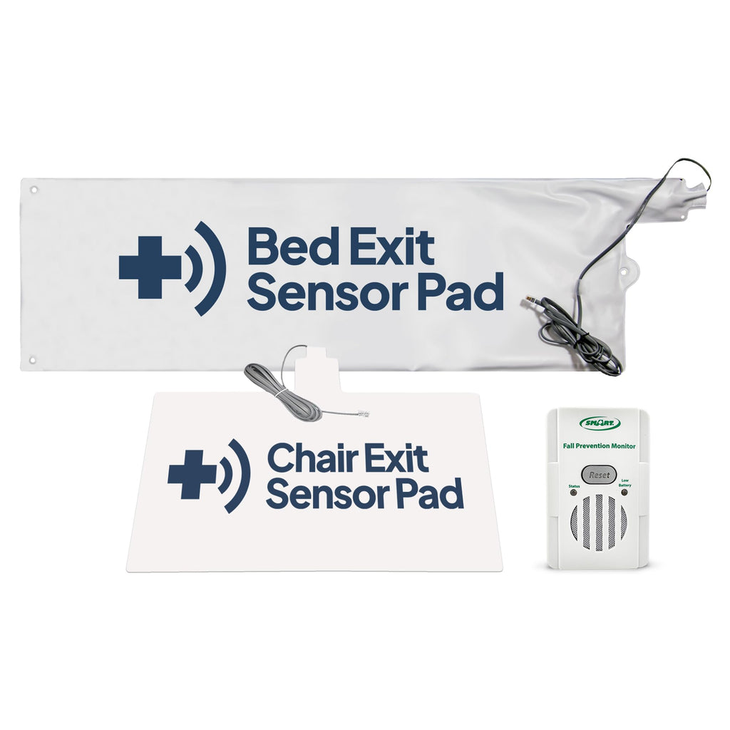 Smart Caregiver® Bed and Chair Exit Alarm System for Fall/Wandering Prevention – Know When They get up! Includes Monitor with 10in x 30in Bed Sensor Pad and 10in x 15in Chair Sensor Pad