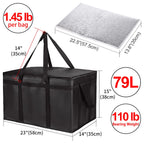 CIVJET 2-Pack Insulated Food Delivery Bag with Hard Bottom, 3X-Large, Black
