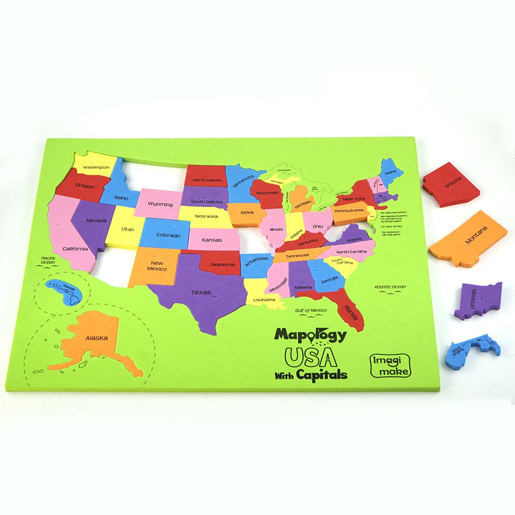 Imagimake Mapology USA Map with Capitals | Learning States and Capitals | US Geography Toys for Ages 8-13 | Jigsaw Puzzles for Kids Ages 8-10 | Educational Back to School Gifts for Kids Age 5-7 & 9-12
