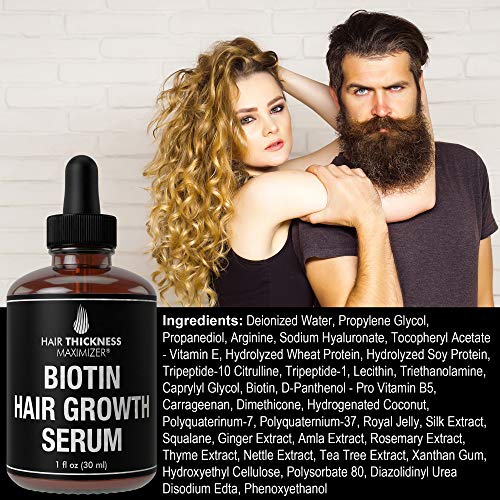 Biotin Hair Growth Serum for Hair Thickening - Vegan Hair Growth Biotin Serum for Dry Scalp Treatment - Unscented Biotin Hair Serum for Growth and Thickness - Nourish Dry, Frizzy and Weak Hair