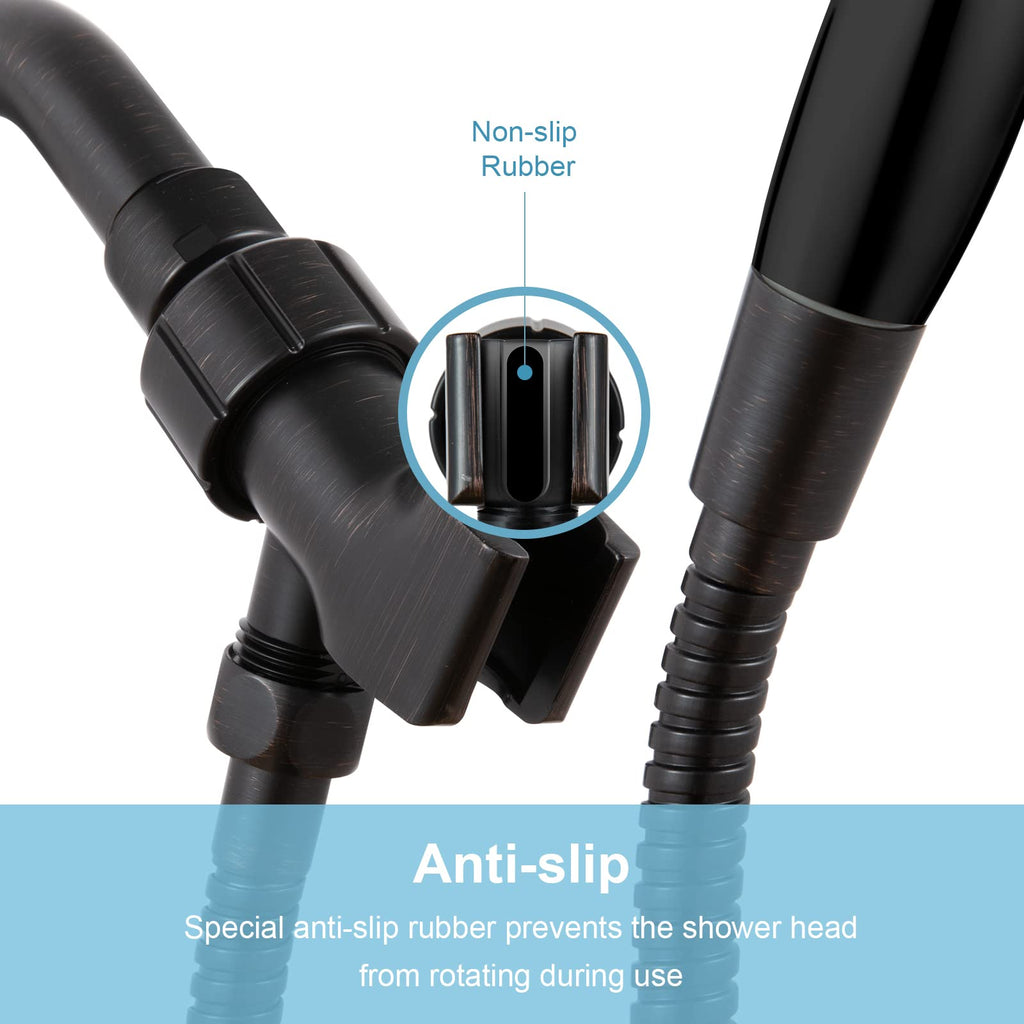OFFO Shower Head Holder with Solid Metal Ball for Handheld Shower Head, Oil Rubbed Bronze Adjustable Shower Arm Mount for Connecting, 1/2 in IPS Female Inlet and Male Outlet