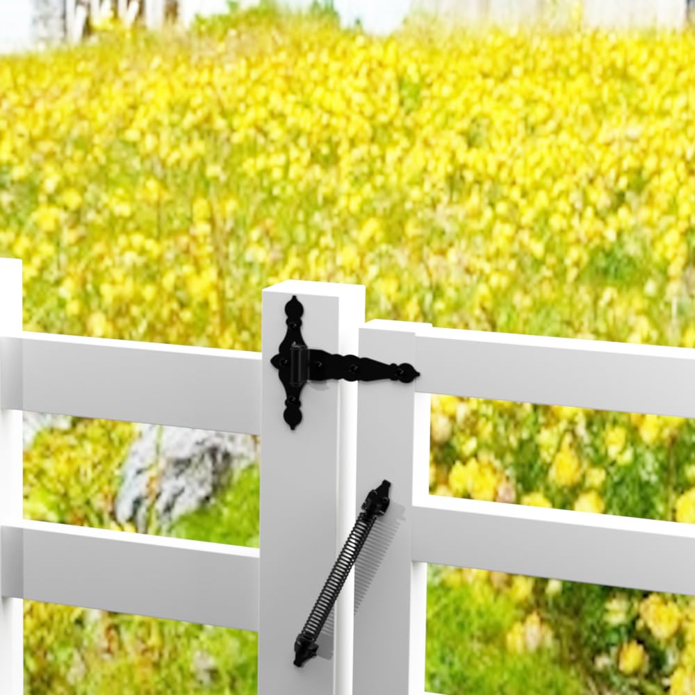 skysen 4 Pack 14" Fence gate Spring self Closing and Adjustable for Wooden or Vinyl Fence,Carbon Steel,Black(gate spring-14"-4)