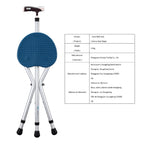 Yayayo Walking Cane with Seat Aluminum Alloy Portable LED Floding Chair for Seniors Adult Height Adjustable Heavy Stick Stool for Elderly Gift Blue