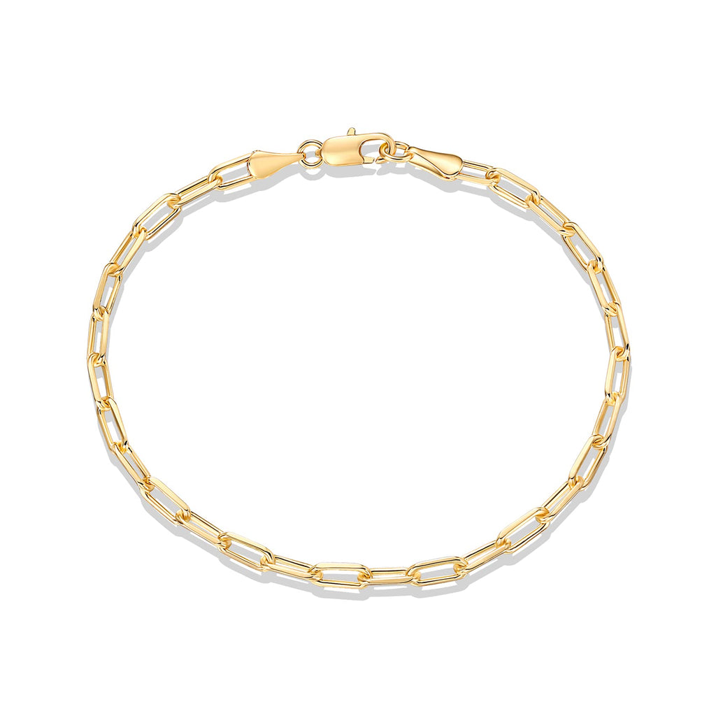 PAVOI Paperclip Adjustable Chain Bracelet, 14K Gold Plated, Yellow Gold