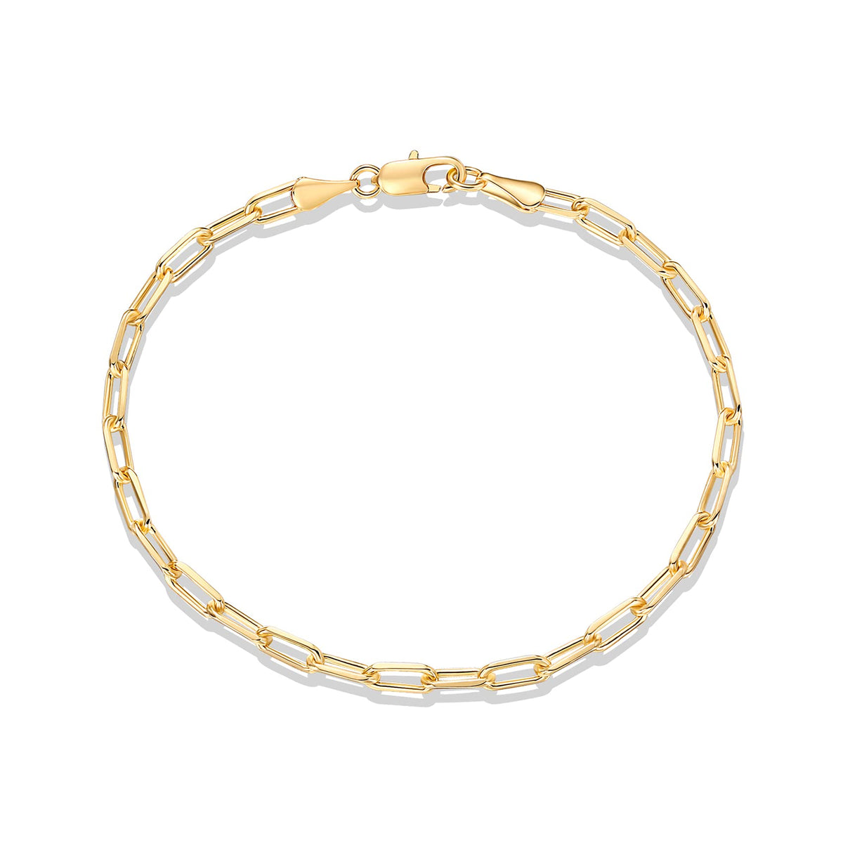 PAVOI Paperclip Adjustable Chain Bracelet, 14K Gold Plated, Yellow Gold