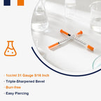 1ml 31G 5/16 Inch 8mm Syringes with Needle, U-100 Lab Tools, Pack of 100