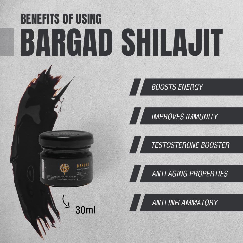 Bargad Pure Himalayan Shilajit Resin High Potency for Men & Women | Lab Tested | Gold Grade 100% Pure Shilajit with Fulvic Acid & 85+ Trace Minerals for Energy Boost & Immune Support | 30 Gm