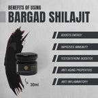 Bargad Pure Himalayan Shilajit Resin High Potency for Men & Women | Lab Tested | Gold Grade 100% Pure Shilajit with Fulvic Acid & 85+ Trace Minerals for Energy Boost & Immune Support | 30 Gm