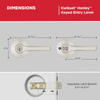 Kwikset Henley Entry Door Handle with Lock and Key, Secure Keyed Reversible Lever Exterior, For Front Entrance and Bedrooms, Satin Nickel, Pick Resistant Smartkey Rekey Security and Microban