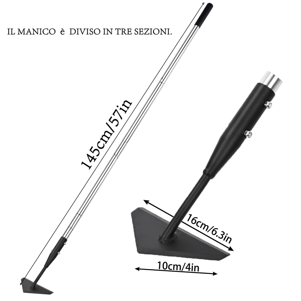 YEELOR Triangle Garden Hoe, Carbon Steel Push-Pull Weeding Tool, Equipped with 57.5" Stainless Steel Long Handle – A Long-Handle Weeder for Digging, Weeding, Hoeing and Loosening Soil