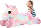 Tezituor 43in Giant Unicorn Stuffed Animal, Rainbow Pink Stuffed Unicorn
