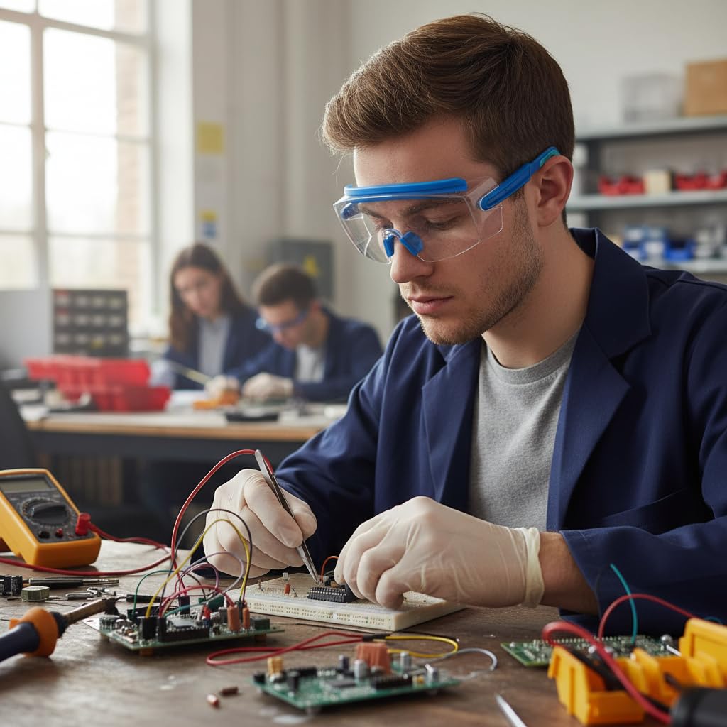 UKNOW Safety Goggles Over Glasses, Anti Fog Safety Glasses with Clear Wraparound Lens, ANSI Z87.1 Protective Eyewear