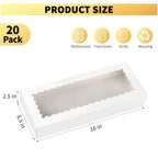 Ocmoiy 20 Pack Cookie Boxes, 16x6.5x2.5 Inch Bakery Boxes with Window, Auto-Popup Treat Box for Chocolate Covered Strawberries, Cocoa Bombs, Donuts, Muffins, Pastries