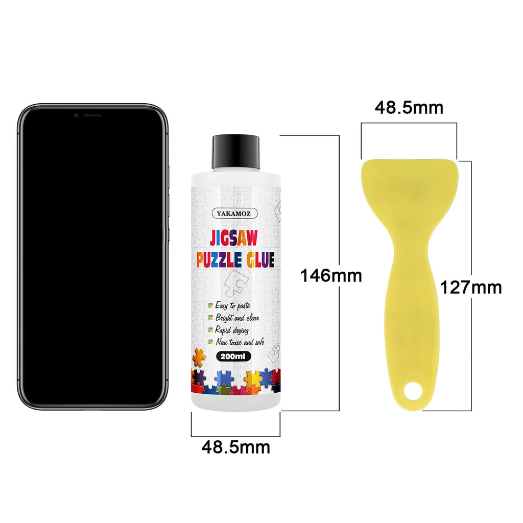 YAKAMOZ Clear Jigsaw Puzzle Glue with Precision Applicator – Non-Toxic, Quick Dry & Water-Soluble for Puzzles up to 10000 Pieces (400ML)
